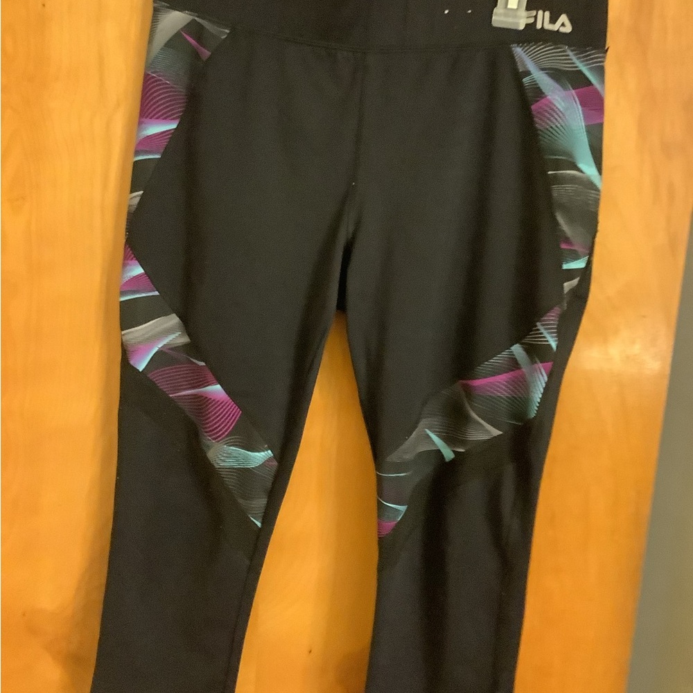 Fila Kids Black and Purple Patterned Leggings
